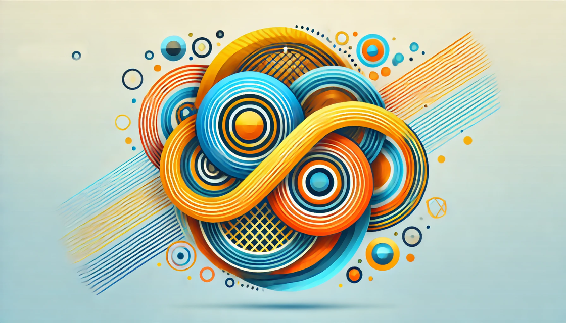 An abstract representation of community and connection, featuring interlocking rings and layered circular patterns.